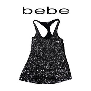 Bebe Black sequins Top. Sz S